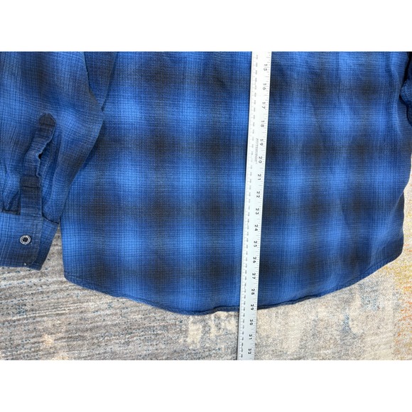 Pendleton Mens Blue Black Ombre Plaid Thomas Kay Button Down Shirt Large - Picture 9 of 9